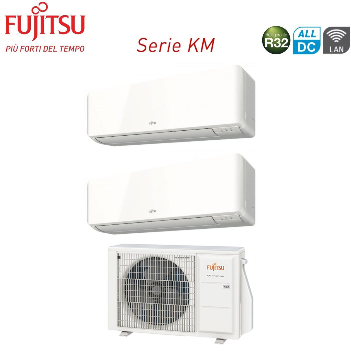 fujitsu climatizzatore condizionatore fujitsu dual split inverter serie km 712 con aoyg18kbta2 r 32 wi fi optional 700012000 novita ean 8059657011282