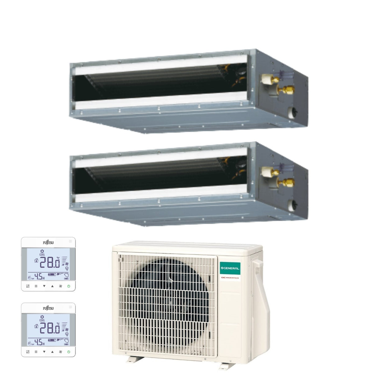 general fujitsu climatizzatore condizionatore general fujitsu dual split inverter canalizzato canalizzabile serie kl 99 con aohg18kbta2 r 32 wi fi optional 90009000 comandi uty rcrgz1 inclusi