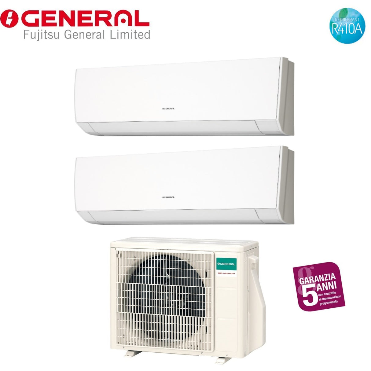 general fujitsu climatizzatore condizionatore general fujitsu dual split inverter serie lmca 912 con aohg18lac2 r 410 900012000 ean 8059657011855