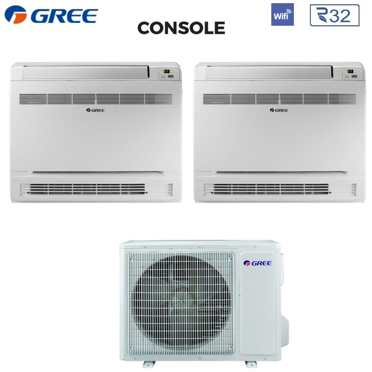 gree climatizzatore condizionatore gree dual split inverter console 912 con gwhd14nk6ko r 32 wi fi integrato 900012000