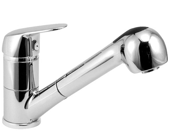 habitat rubinetteria monocomando lavello ambra water canna bassa con doccetta estraibile modello cromato codice pr220 ean 8059173998098