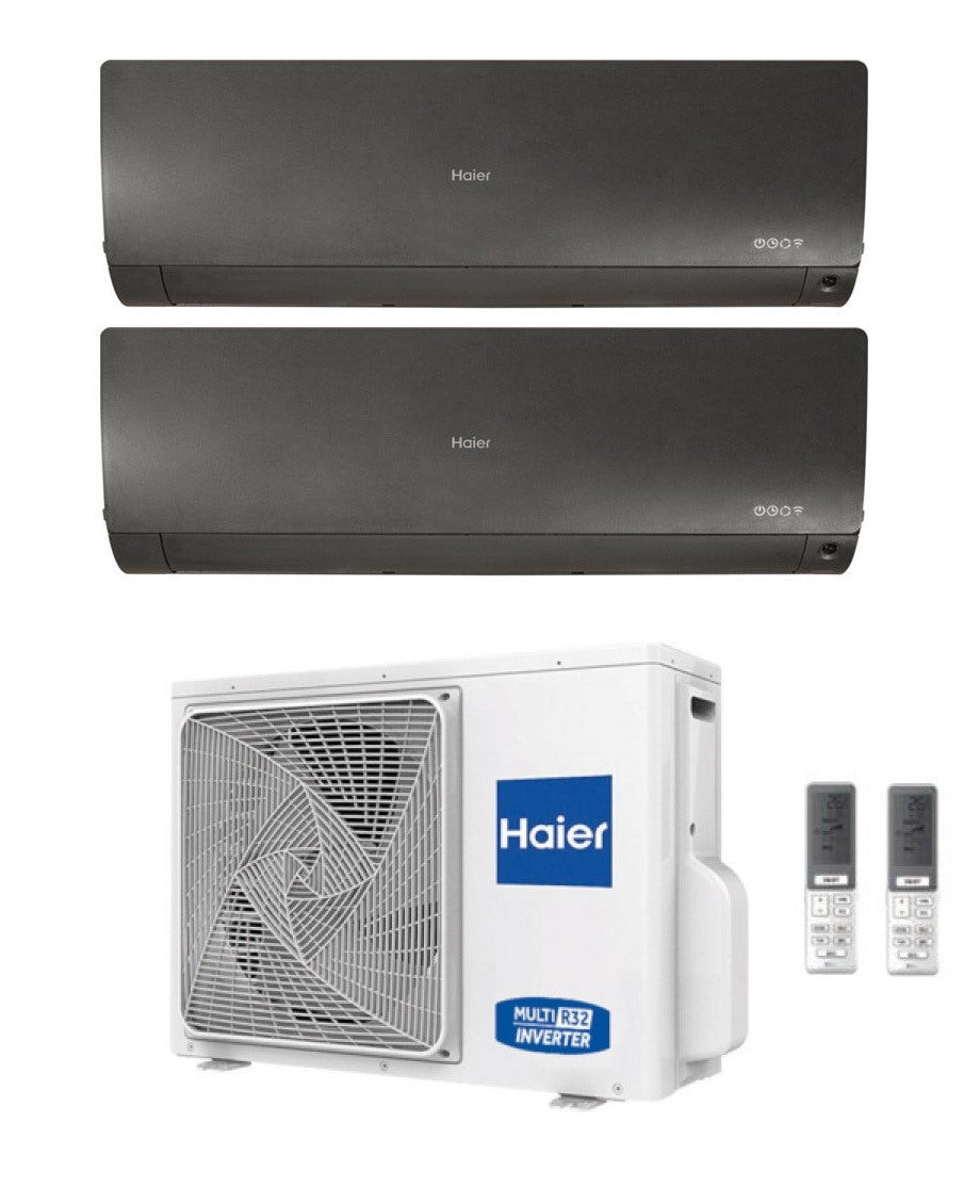 haier climatizzatore condizionatore haier dual split inverter serie flexis black 712 con 2u50s2sc1fa r 32 wi fi integrato 700012000 colore nero novita ean 8059657012111
