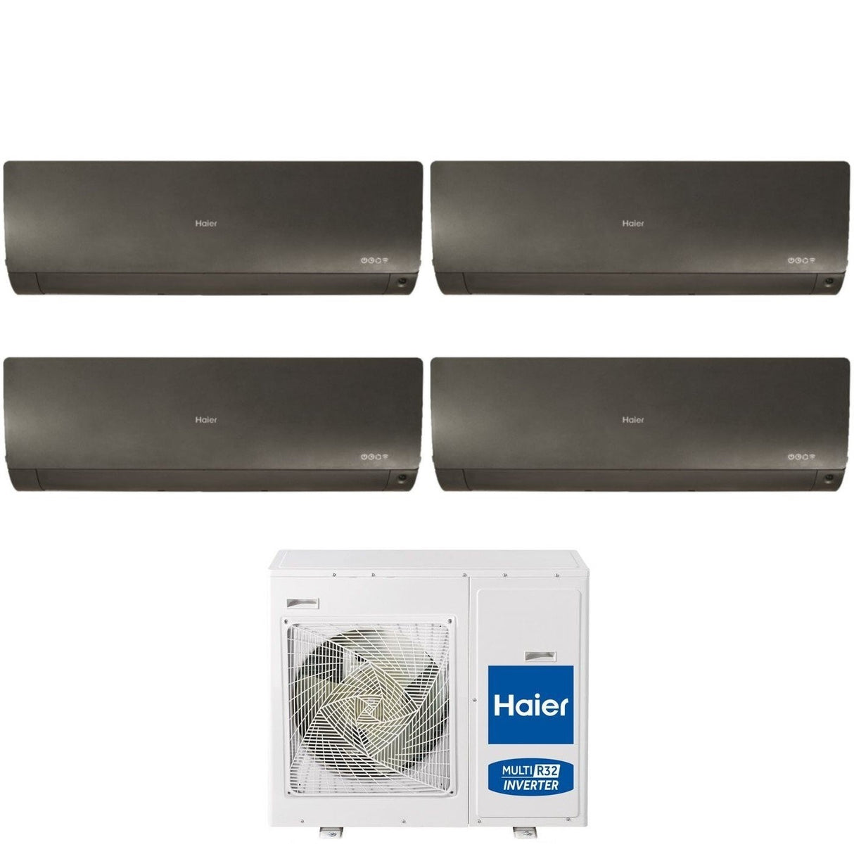 haier climatizzatore condizionatore haier quadri split inverter serie flexis plus black 791518 con 4u75s2sr3fa r 32 wi fi integrato colore nero 700090001500018000