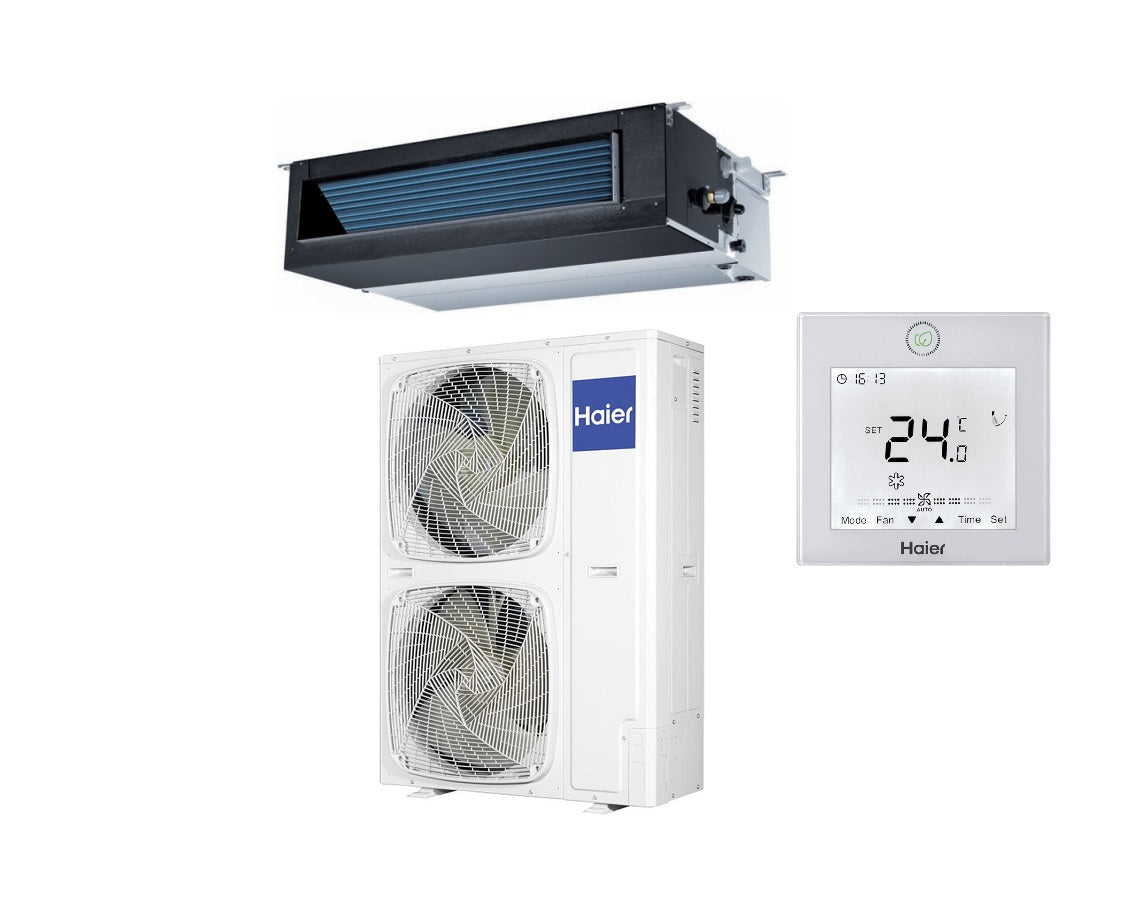 haier offerta climatizzatore condizionatore haier inverter canalizzato smart power media prevalenza 42000 btu adh125m1erg r410a a completo di comando a filo wi fi