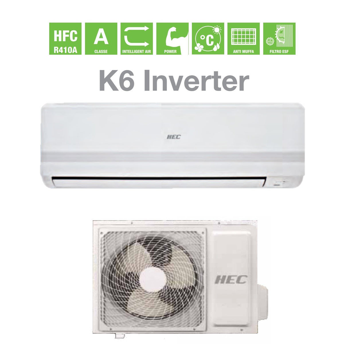 hec by haier offerta climatizzatore condizionatore hec by haier inverter serie k6 18000 btu hsu18hekc03r2 r 410 classe a ean 8059657003980