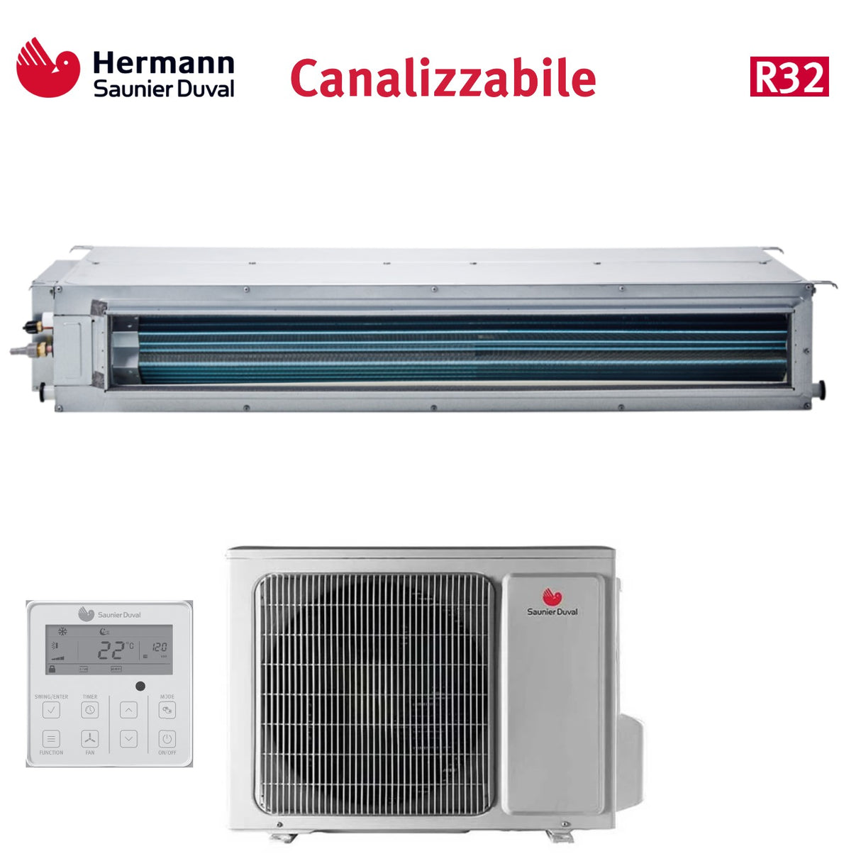 hermann saunier duval climatizzatore condizionatore hermann saunier duval canalizzato canalizzabile inverter 18000 btu sdh19 050 idni r 32 con comando a filo incluso