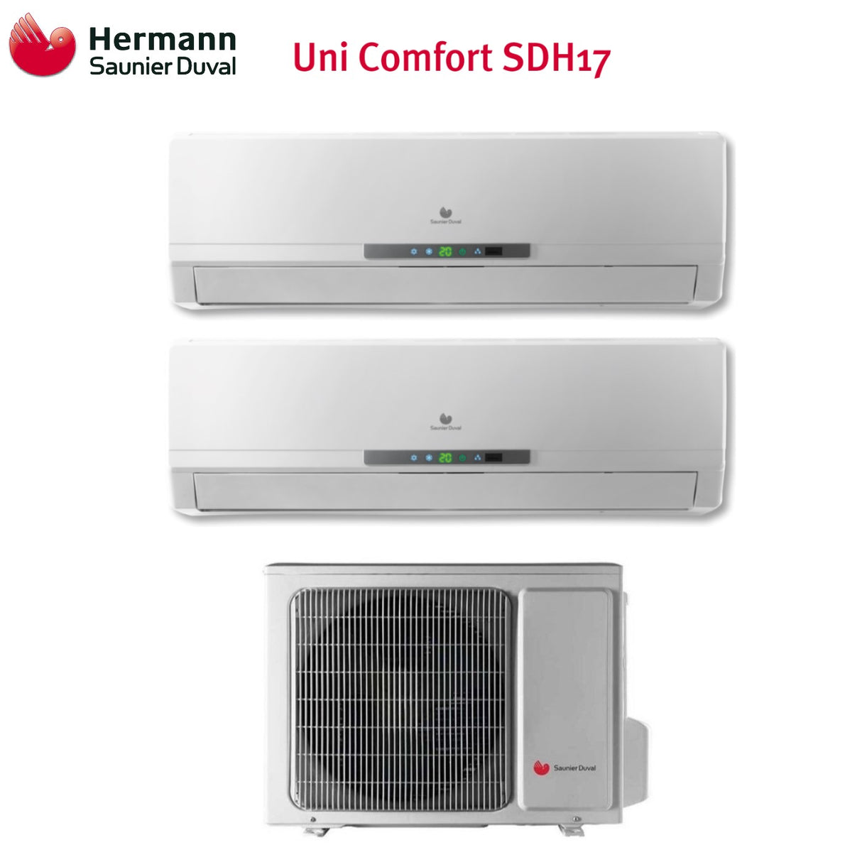 hermann saunier duval climatizzatore condizionatore hermann saunier duval dual split inverter serie uni comfort 99 con sdh17 060mc2no r 410 90009000 sottocosto ean 8059657013057