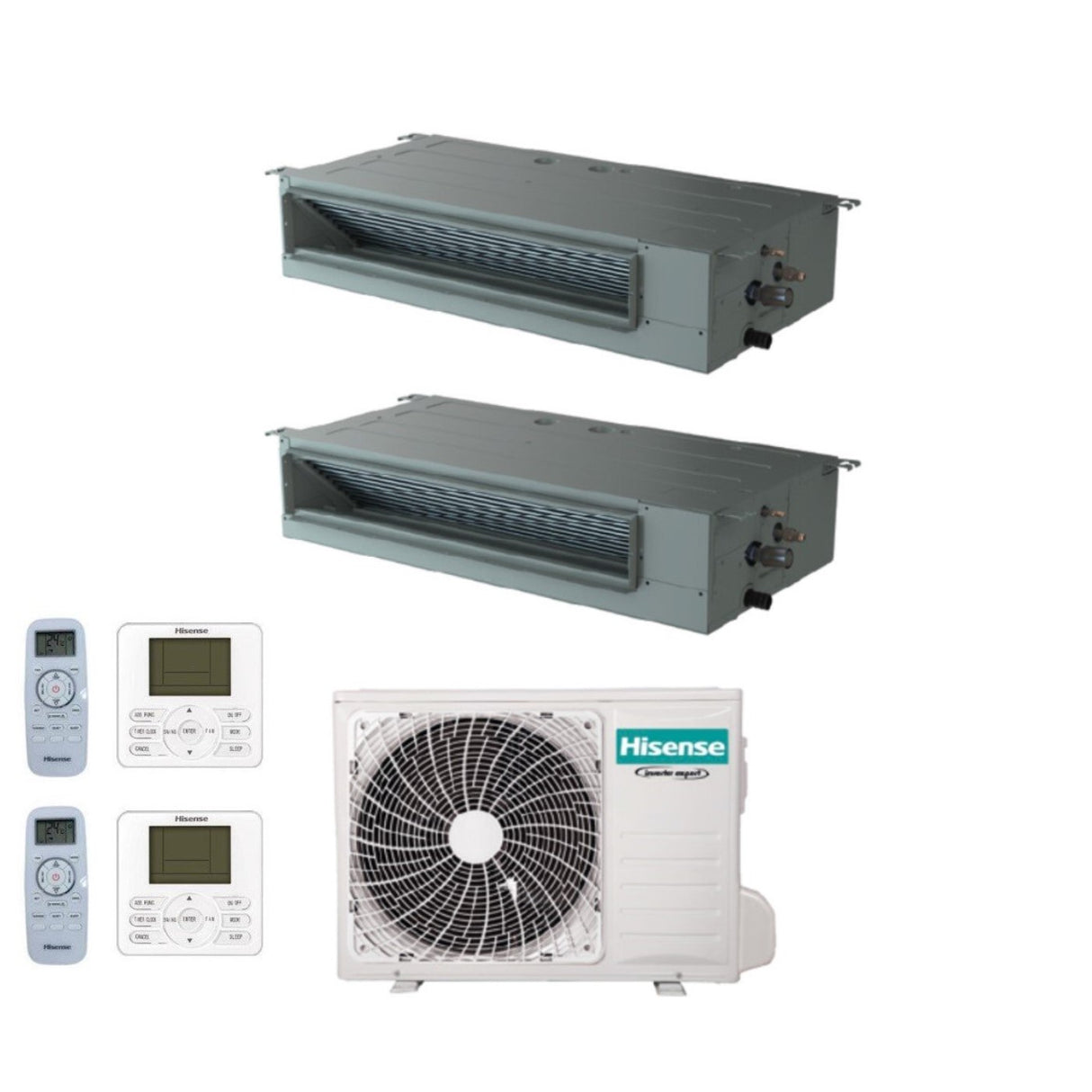 hisense climatizzatore condizionatore hisense dual split inverter canalizzato canalizzabile 1212 con 2amw50u4rxa r 32 wi fi optional 1200012000 con telecomando di serie e cablato incluso novita