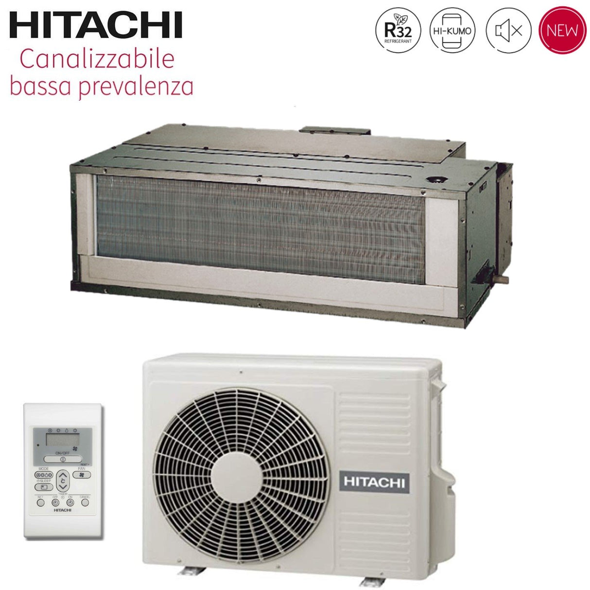 hitachi climatizzatore condizionatore hitachi inverter canalizzato bassa prevalenza 12000 btu rad 35rpe r 32 wi fi optional con comando a parete novita