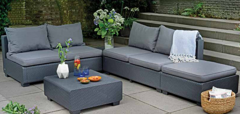 keter salotto allibert sapporo graphite con cuscini