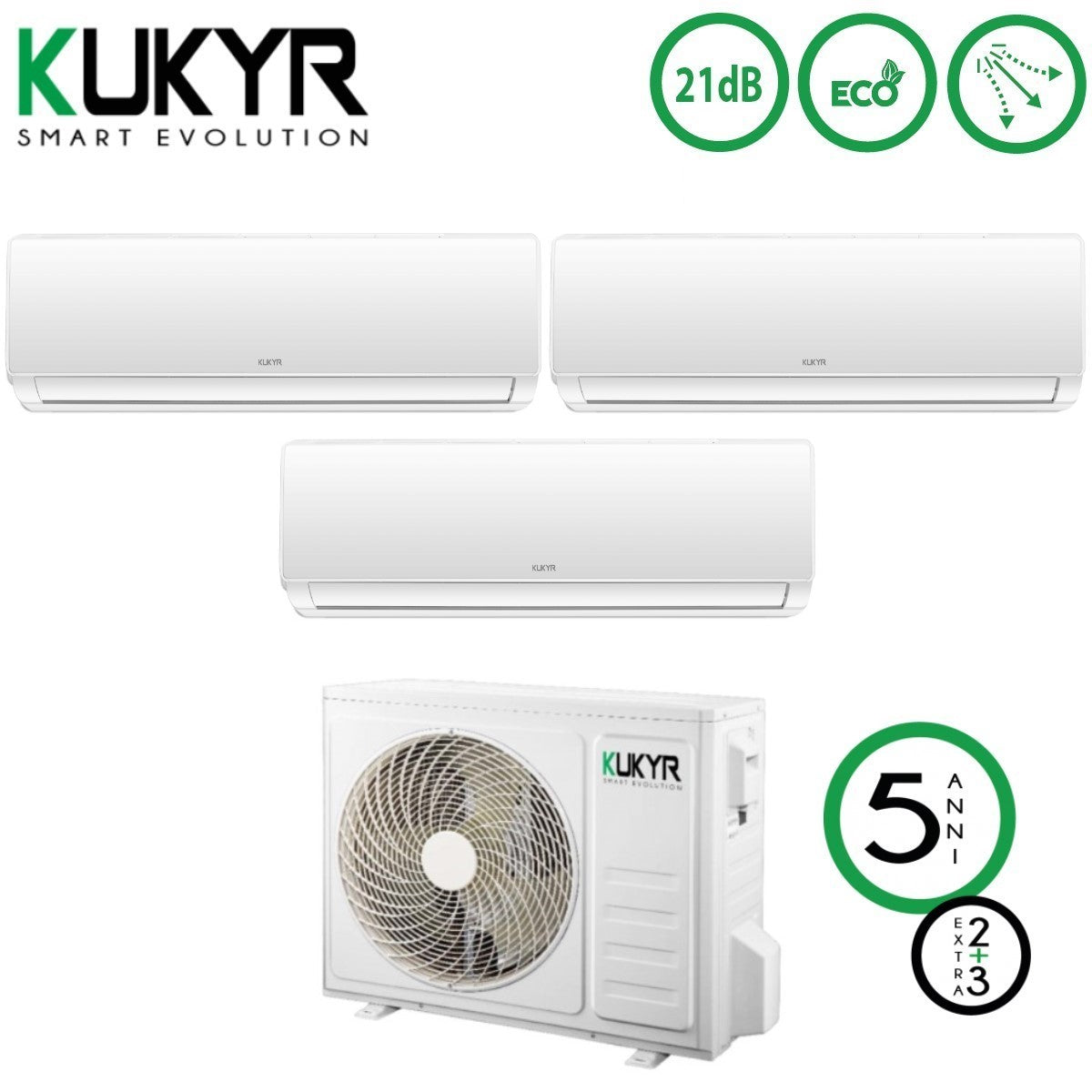 kukyr climatizzatore condizionatore kukyr trial split inverter serie sun 9912 con multi27 out r 32 9000900012000 novita