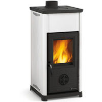 la nordica stufa a legna in acciaio e ghisa la nordica extraflame mod tea 66 kw bianca cod 93154