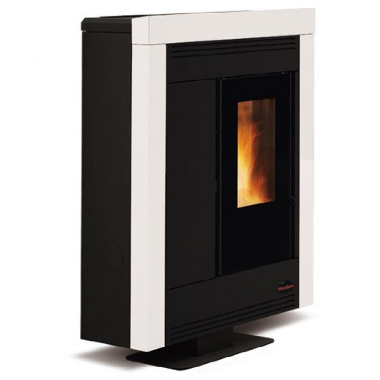 la nordica stufa a pellet canalizzata in acciaio verniciato la nordica extraflame modello souvenir steel 102 kw disponibile in vari colori bianca