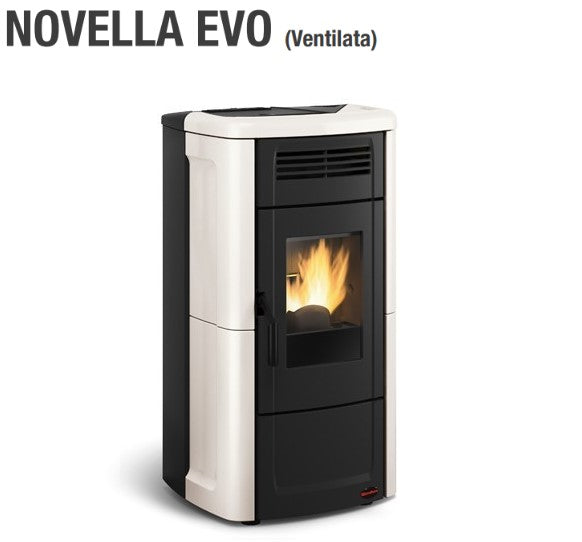la nordica stufa a pellet la nordica extraflame modello novella evo 102 kw colore avorio