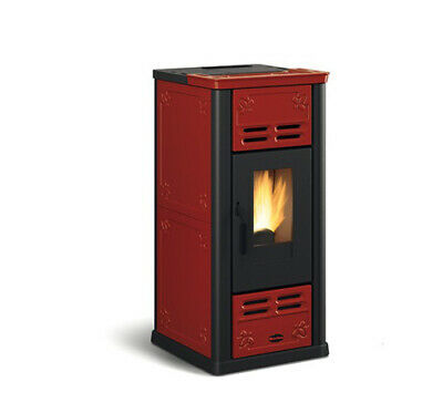la nordica stufa a pellet la nordica extraflame modello serafina 71 kw colore bordeaux telecomando optional