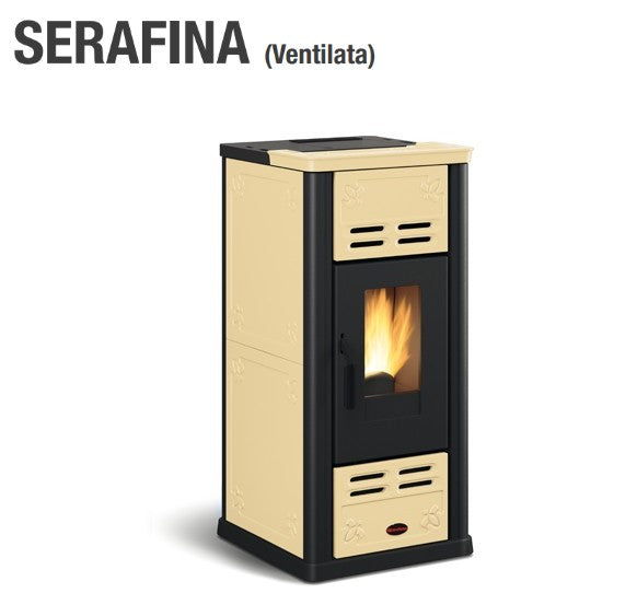 la nordica stufa a pellet la nordica extraflame modello serafina 71 kw colore pergamena telecomando optional