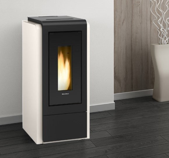 la nordica termostufa a pellet la nordica extraflame modello megan idro steel 12 kw colore avorio new
