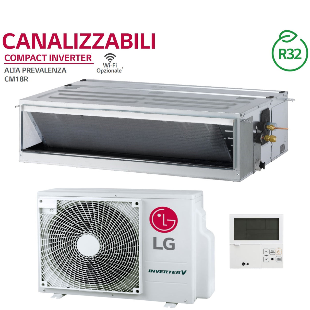 lg climatizzatore condizionatore lg canalizzabile compact 18000 btu cm18r n10 r 32 aa wi fi optional comando a filo incluso