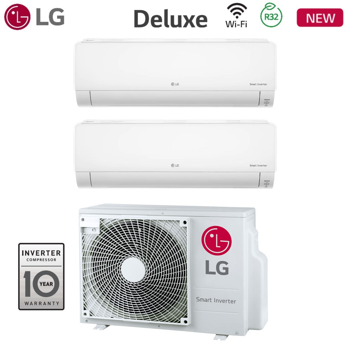 lg climatizzatore condizionatore lg dual split inverter serie deluxe 99 con mu2r17 r 32 wi fi integrato 90009000 ean 8059657016898
