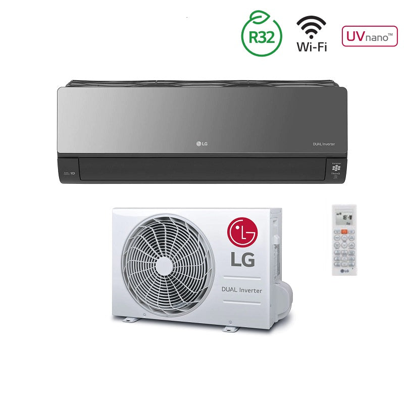 lg climatizzatore condizionatore lg inverter artcool mirror 9000 btu r 32 wi fi integrato ac09bk uv nano voice control classe aa novita
