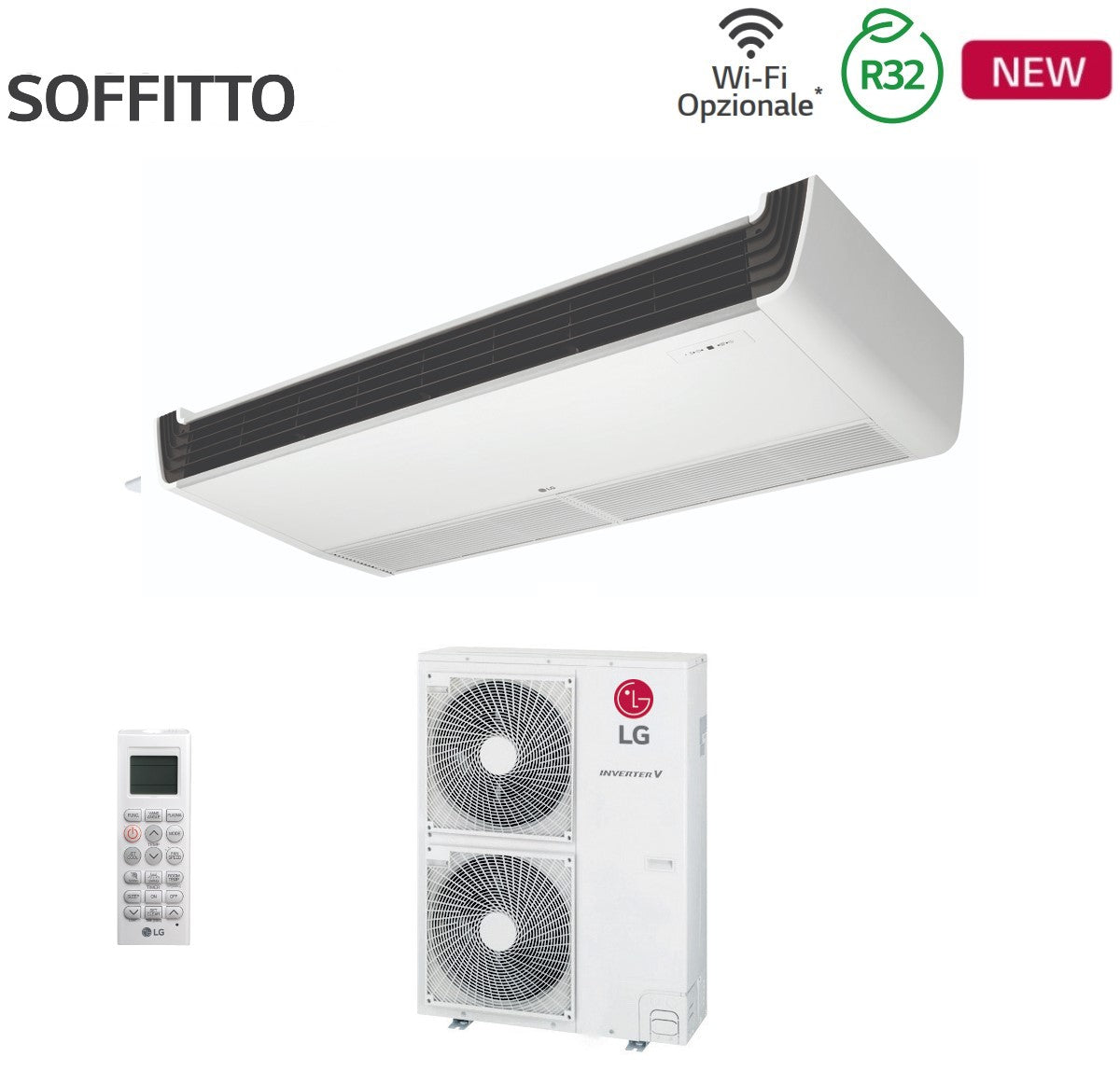 lg climatizzatore condizionatore lg soffitto inverter 42000 btu uv42f trifase r 32 wi fi optional telecomando di serie incluso novita