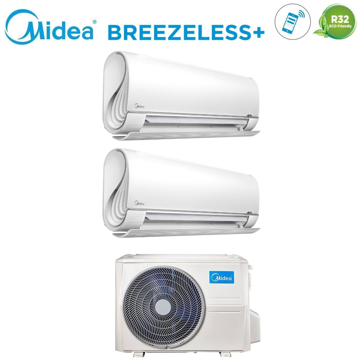 midea climatizzatore condizionatore midea dual split inverter serie breezeless 912 con m2od 18hfn8 q r 32 wi fi integrato 900012000 novita ean 8059657017148