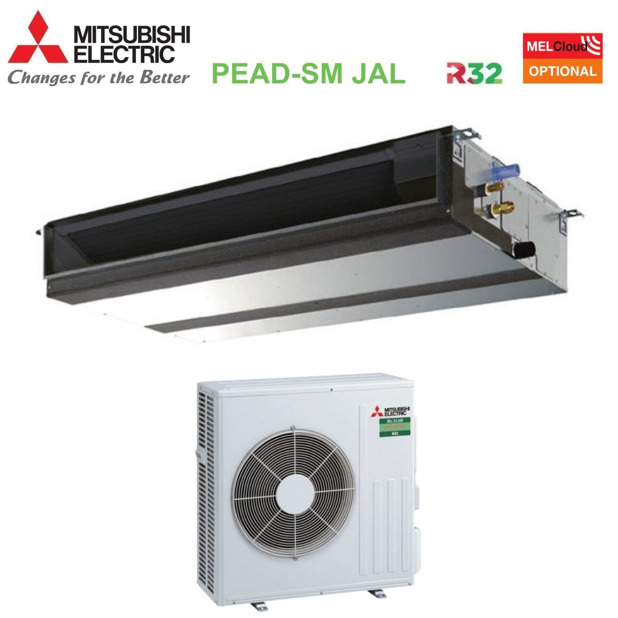 mitsubishi electric climatizzatore condizionatore mitsubishi electric canalizzato canalizzabile inverter media prevalenza 24000 btu pead sm71jal suz sm71va monofase r 32 wi fi optional