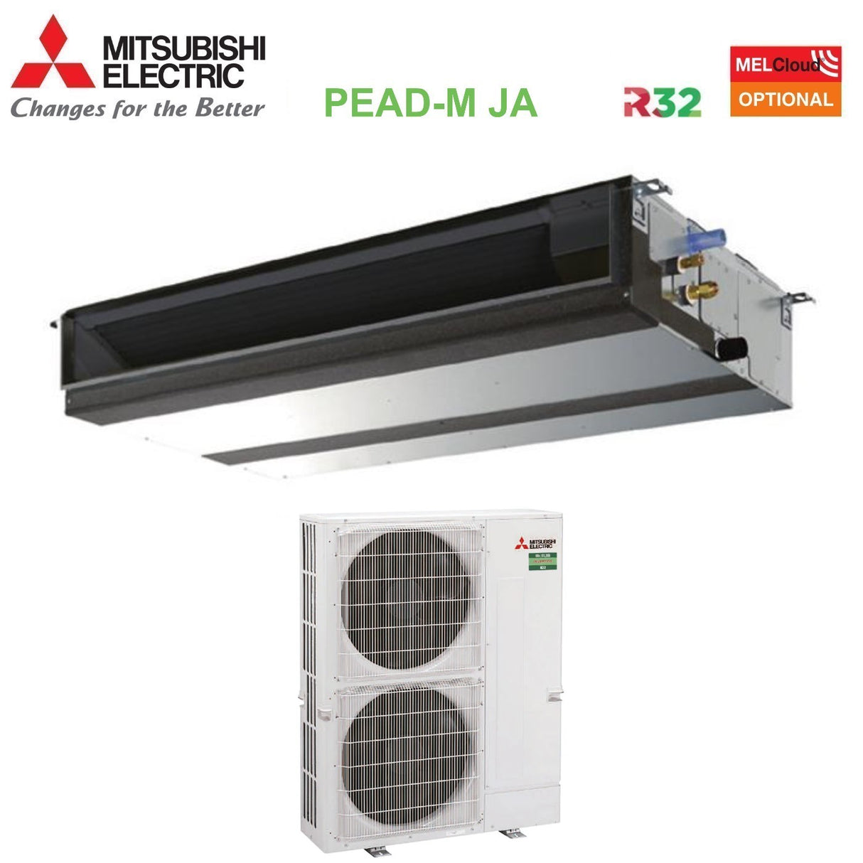 mitsubishi electric climatizzatore condizionatore mitsubishi electric canalizzato canalizzabile inverter media prevalenza 48000 btu pead m140ja puz m140yka trifase r 32 wi fi optional