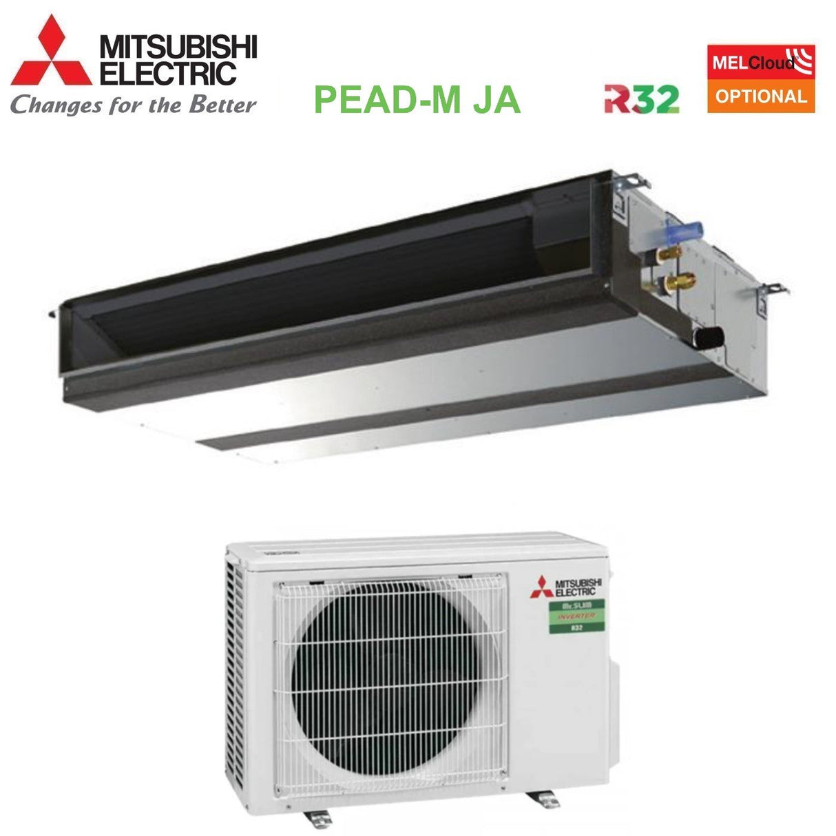 mitsubishi electric climatizzatore condizionatore mitsubishi electric canalizzato canalizzabile power inverter media prevalenza 18000 btu pead m50ja puz zm50vka r 32 wi fi optional