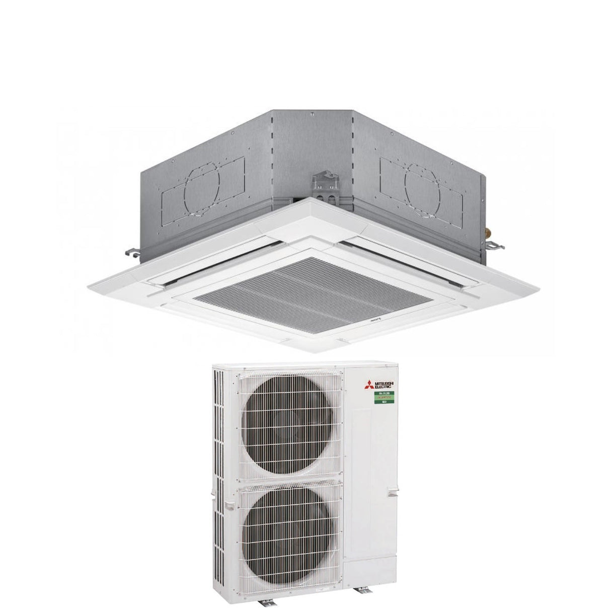 mitsubishi electric climatizzatore condizionatore mitsubishi electric cassetta 90x90 a 4 vie 34000 btu pla m100ea puz m100yka trifase r 32 wi fi optional con griglia inclusa