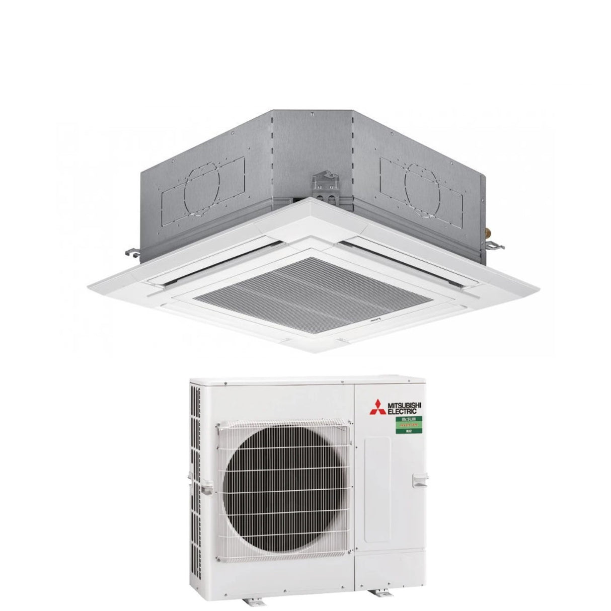 mitsubishi electric climatizzatore condizionatore mitsubishi electric cassetta 90x90 a 4 vie inverter 34000 btu pla sm100ea puz sm100vka monofase r 32 wi fi optional con griglia inclusa