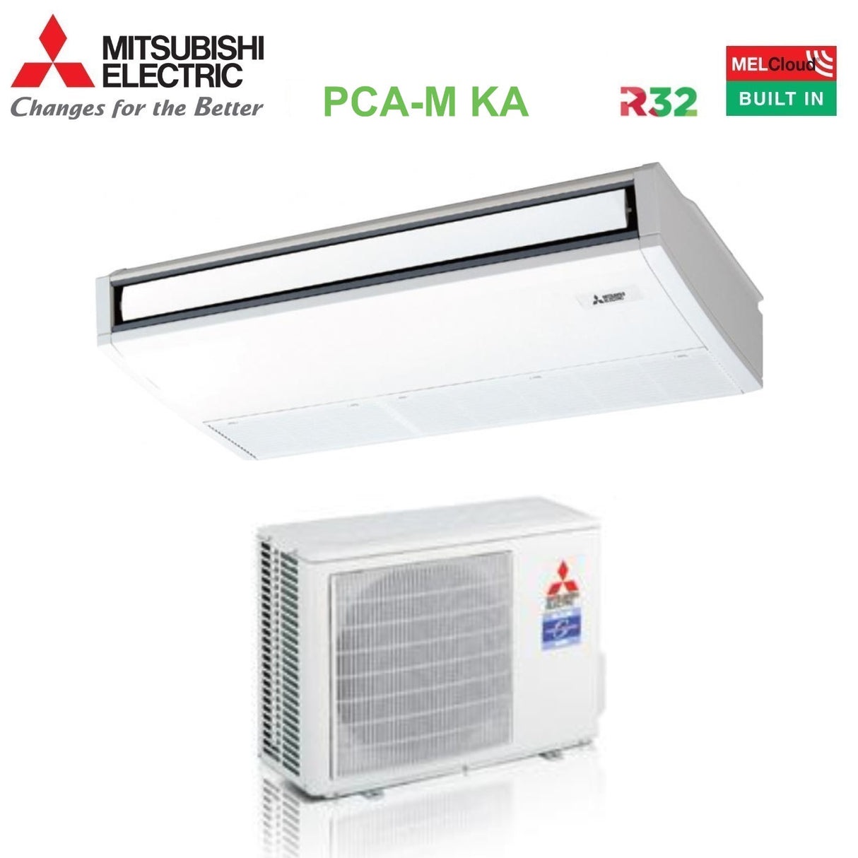 mitsubishi electric climatizzatore condizionatore mitsubishi electric pensile a soffitto power inverter serie p 18000 btu pca m50ka r 32 wi fi optional
