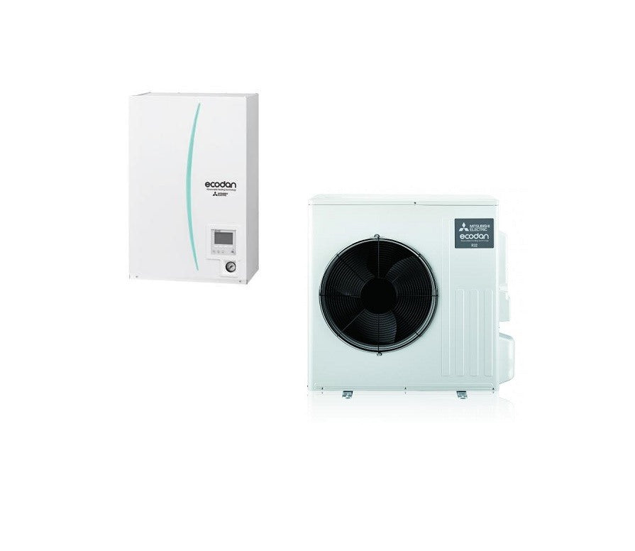 mitsubishi electric pompa di calore aria acqua mitsubishi electric hydrobox s reversibile ersd vm2d con unita esterna ecodan e suz swm40va 56 kw r 32