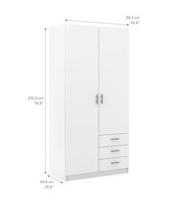 no brand armadio sprint 2 ante 3 cassetti cm 985x50x200 colore bianco