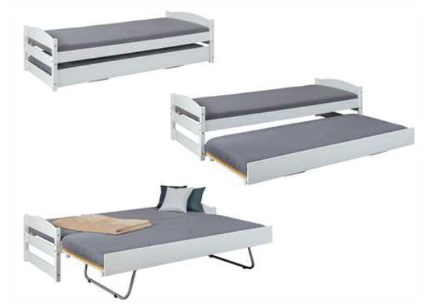 no brand letto singolo estraibile 3 funzioni con secondo letto 209x97x62 cm