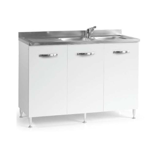no brand mobile cucina sottolavello 3 ante componibile cm 120x50x85h bianco