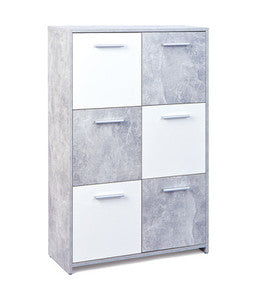 no brand mobiletto inter link buffet malinus 6 ante 2 cassetti marmo e bianco opaco