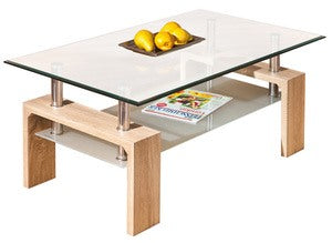 no brand tavolino living doppio vetro laccato rovere