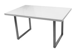 no brand tavolo elegant in legno e metallo 140x90x75h bianco lucido