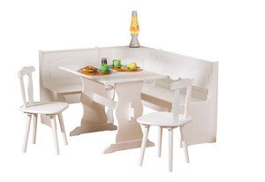 no brand tavolo giropanca inter link con contenitore e 2 sedie in massello bianco