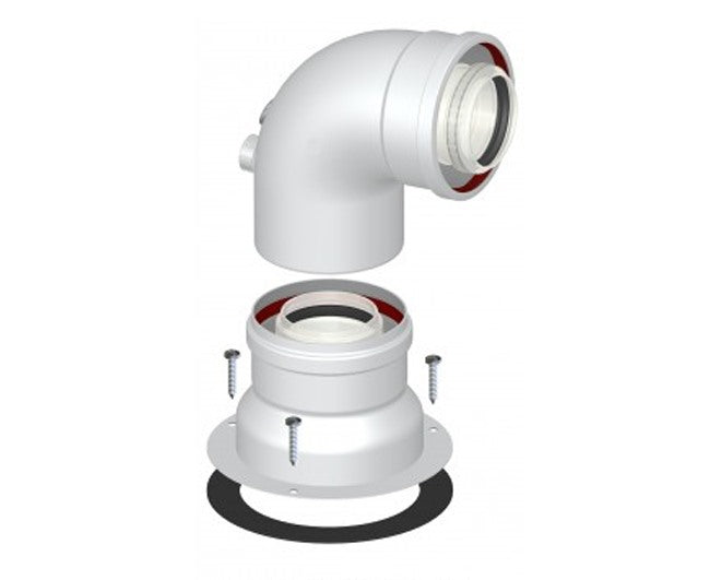 npe curva di partenza npe coassiale a 90 con ispezione bianca modello 60100 codice kp394060100 ean 8059173991389