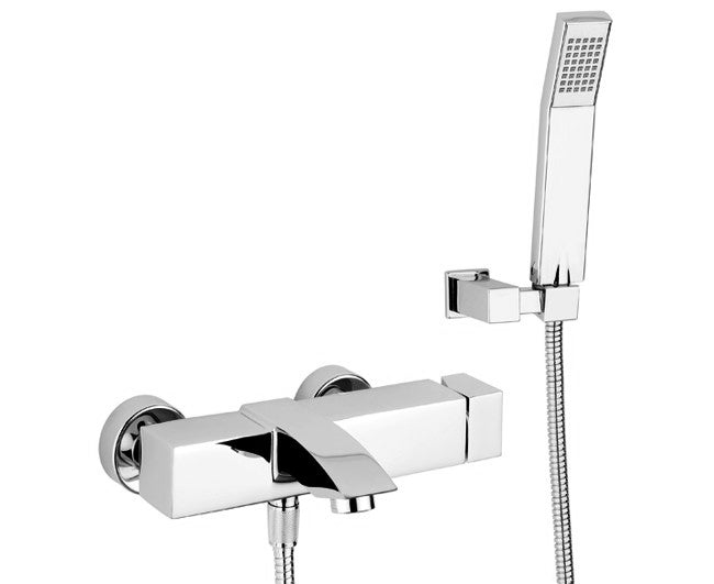 rubinetteria paffoni miscelatore paffoni per vascadoccia serie level codice lec023 finitura cromata con supporto a muro snodato in abs con doccia e flessibile ean 8020913050215