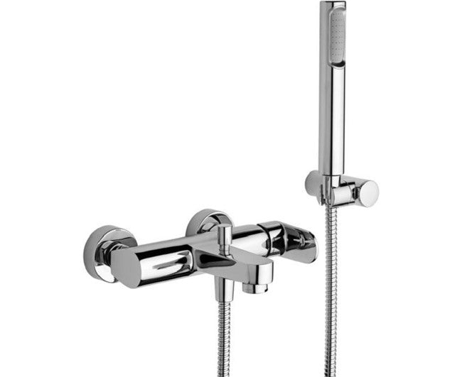 rubinetteria paffoni miscelatore paffoni serie candy monocomando per vasca doccia doppio foro colore cromato codice ca023 con supporto a muro snodato in abs con doccia e flessibile ean 8020913474158