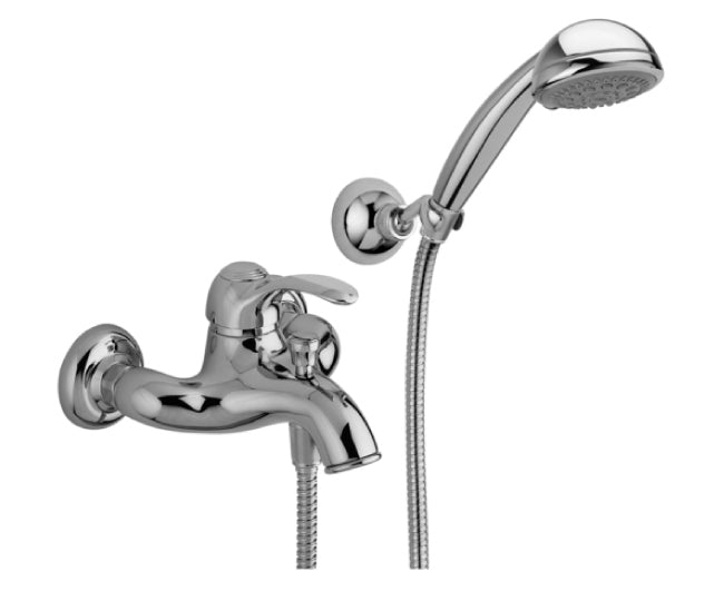 rubinetteria paffoni miscelatore paffoni serie flavia monocomando per vasca doccia colore cromato codice fa024 con supporto a muro snodato lux con doccia e fessibile ean 8020913045518