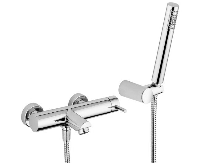 rubinetteria paffoni miscelatore paffoni serie stick monocomando per vasca doccia doppio foro colore cromato codice sk023 con supporto a muro snodato in abs con doccia e flessibile ean 8020913044108