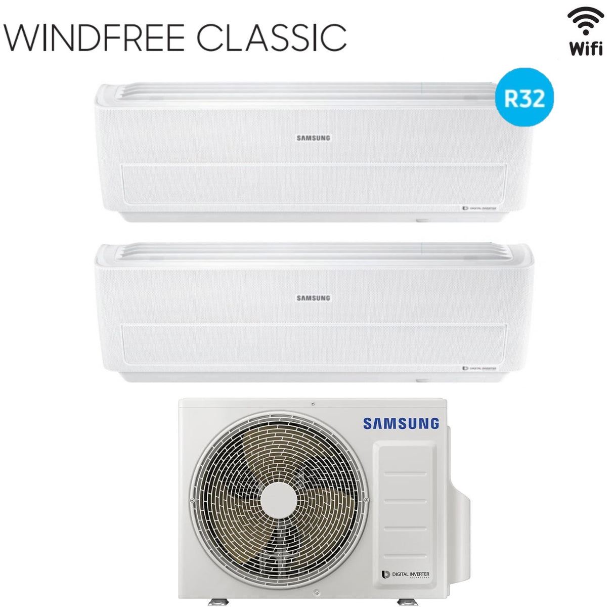 samsung climatizzatore condizionatore samsung dual split inverter serie windfree classic 99 con aj040ncj r 32 wi fi integrato 90009000 ean 8059657019349