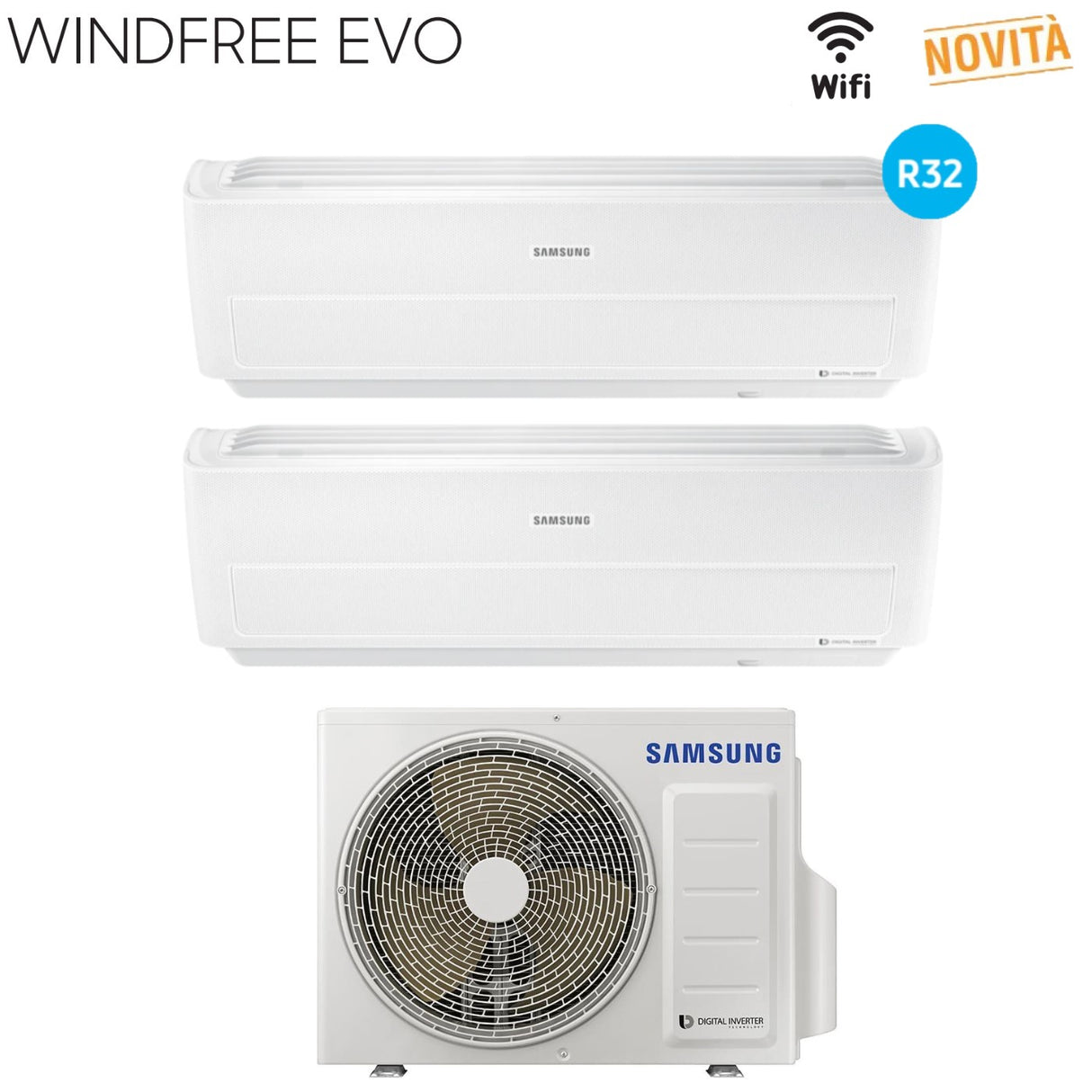 samsung climatizzatore condizionatore samsung dual split inverter serie windfree evo 77 con aj040ncj2eg r 32 wi fi integrato 70007000 ean 8059657019417