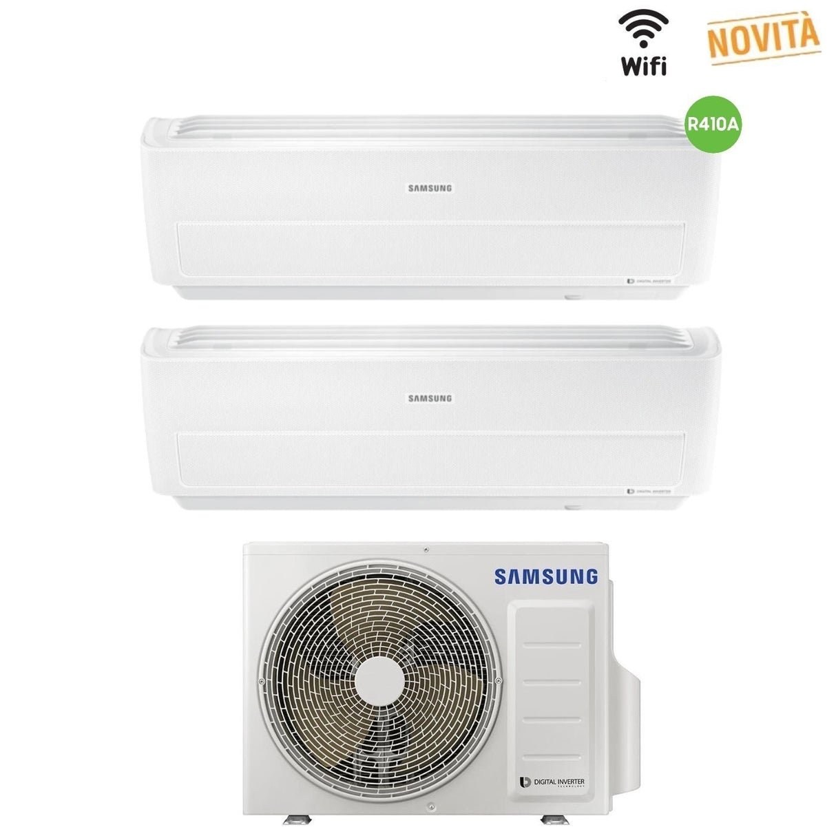 samsung climatizzatore condizionatore samsung dual split inverter serie windfree evowindfree light 1212 con aj050mcj2eh r 410 wi fi integrato 1200012000 ean 8055776917474