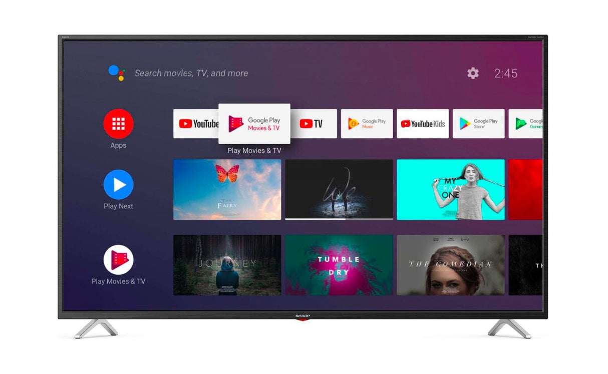 sharp televisore tv sharp 65 led 4k uhd active motion 600 smart hdr ad alta gamma dinamica bluetooth android 9 0 black dvb t2s2 65bl3e
