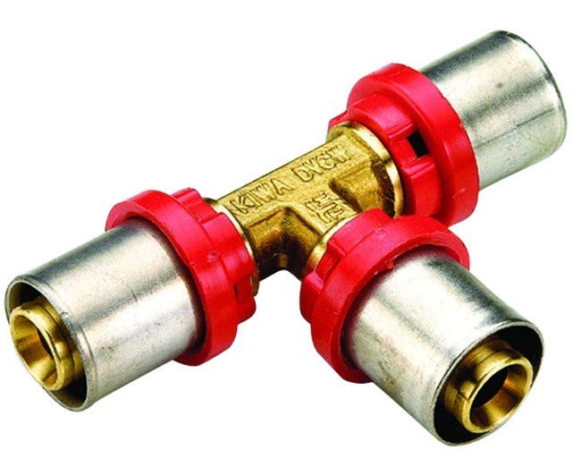 tiemme raccorderia raccordo a t tiemme ridotto per multistrato a pressare tipologia intermedio sistema th diametri 26x20x26 mm ean 8027830211064